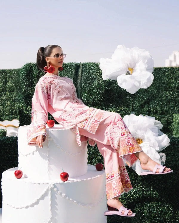 Radiant Pink Mosaic Premium digital printed lawn 2-Piece Set