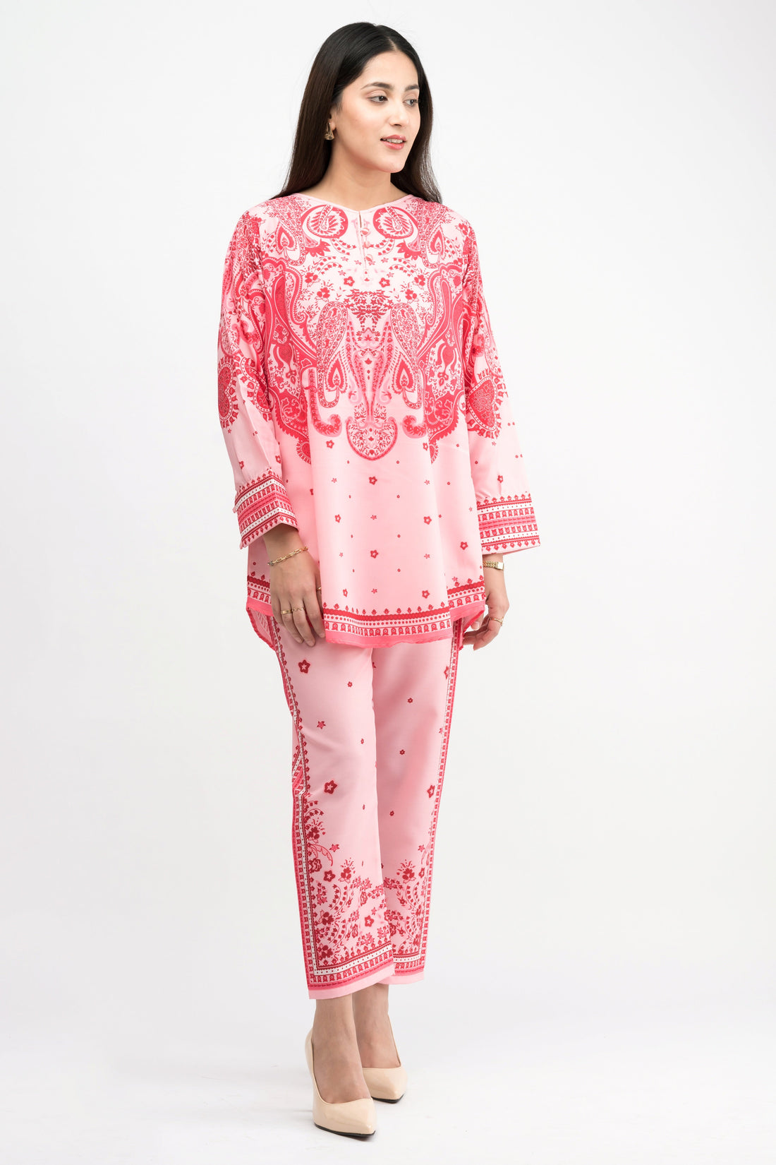 Dilkash Red Premium Digital Printed Lawn 2-Piece Kurta Set