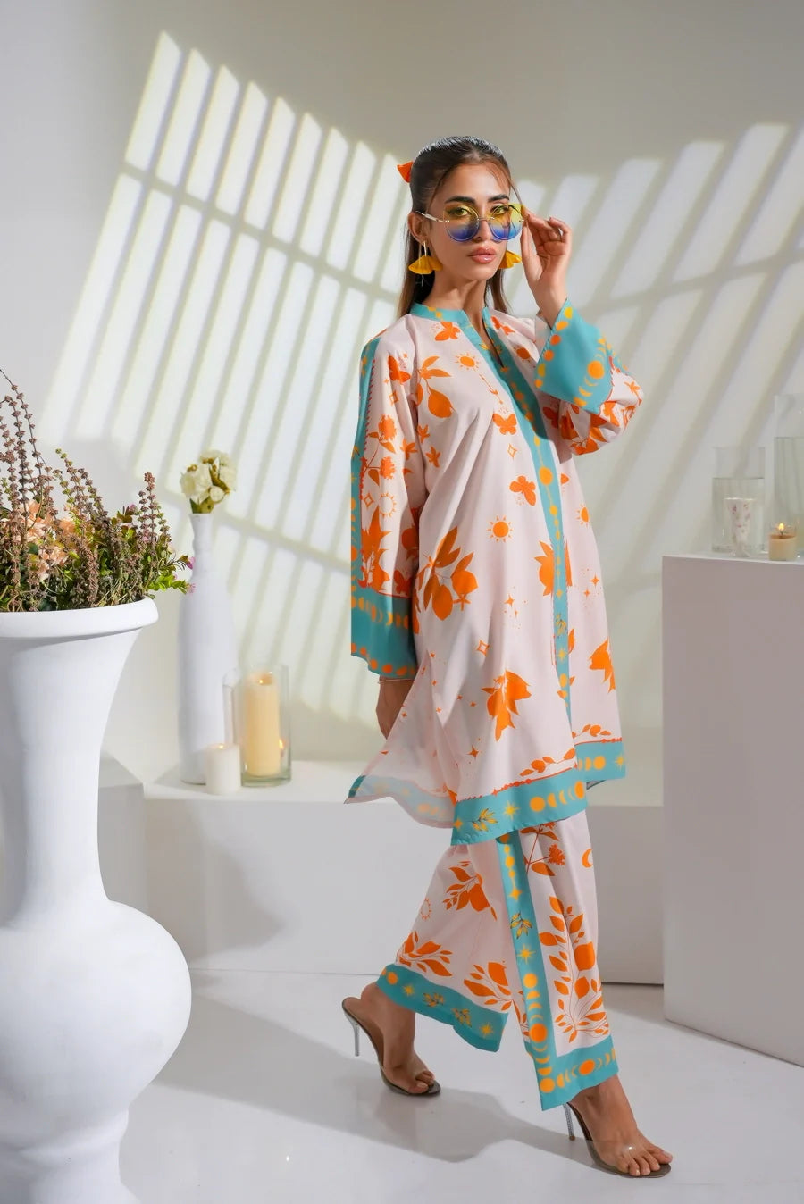 Vibrant Orange Botanical & Celestial Bold Orange Print