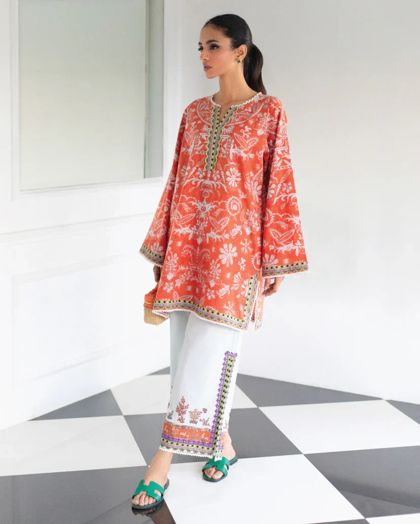 Royal Bloom  Vibrant Orange White