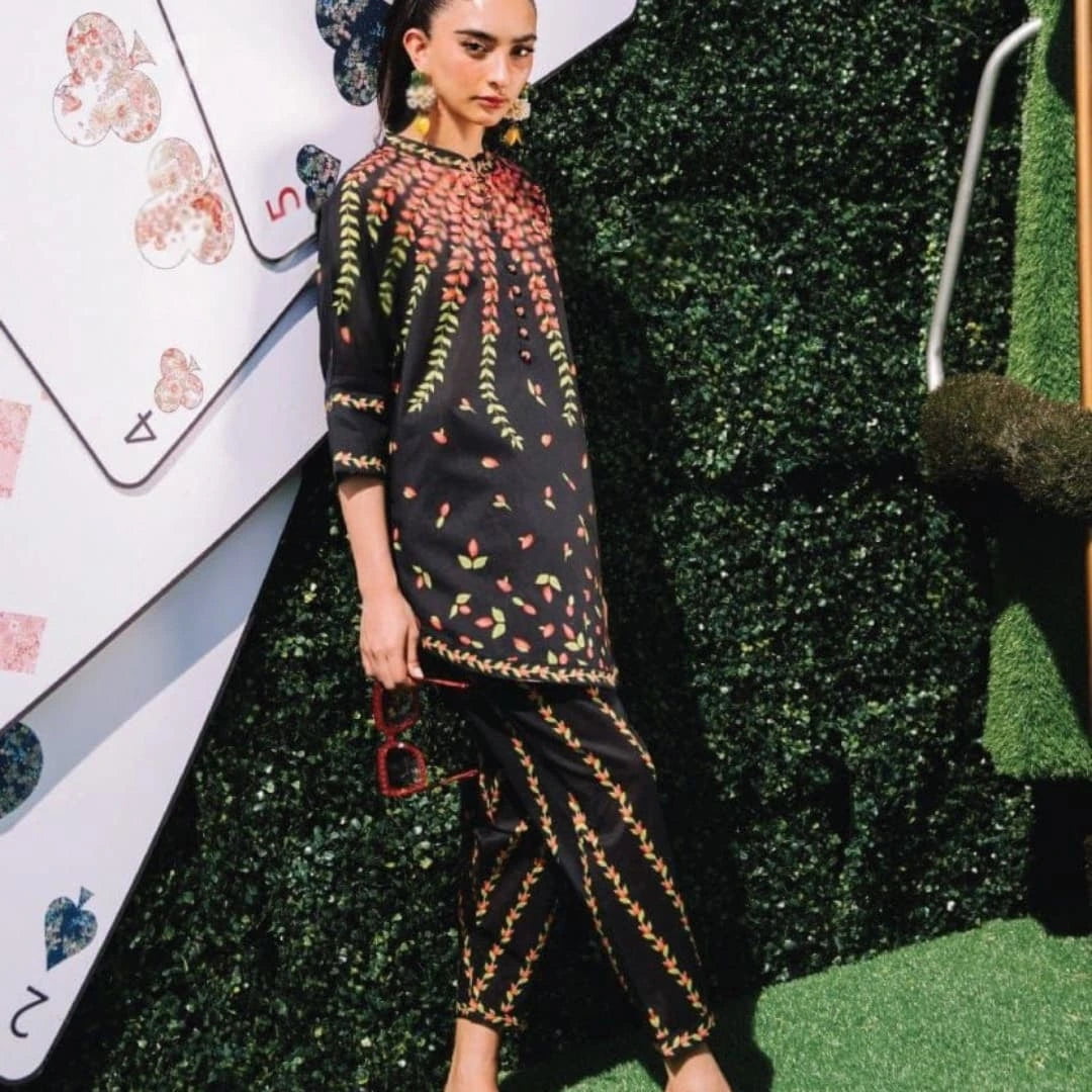 Charming Noir Lawn Printed Botanical Fusion 2-Piece Set