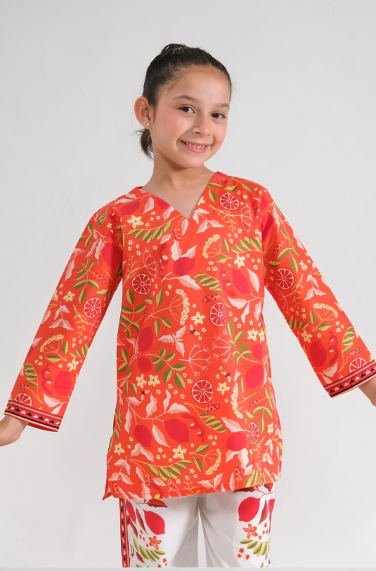 Marrakech Sunset Embroidered 2-Piece Suit for Girls | Festive & Eid Ready 2025