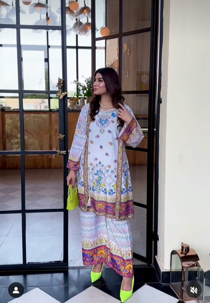 2pcs coat style digital printed shirt & trouser for women - Fashion luxe