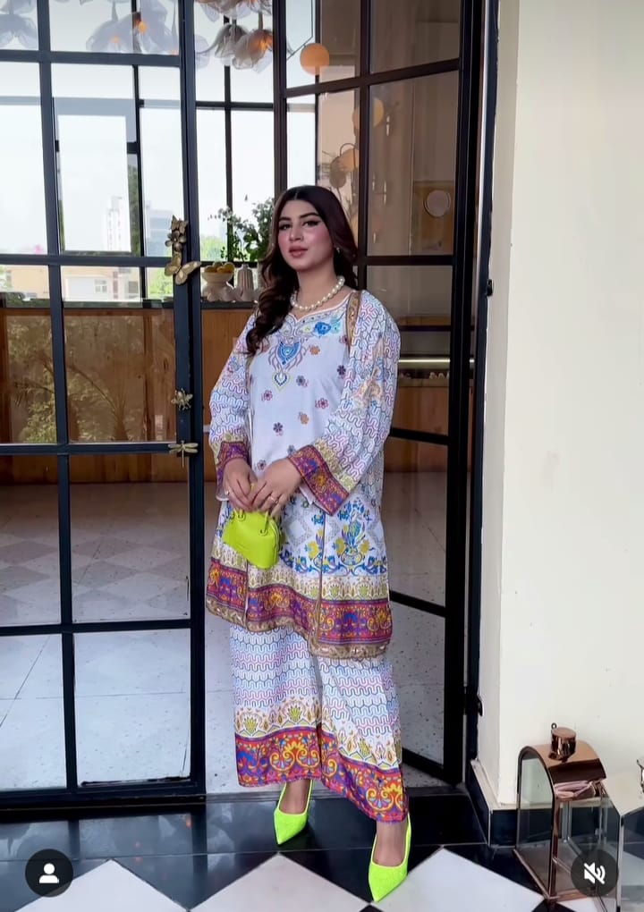 2pcs coat style digital printed shirt & trouser for women - Fashion luxe