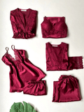 Turkish 6-Piece Satin Nightgown Set for Women - Fashion luxe