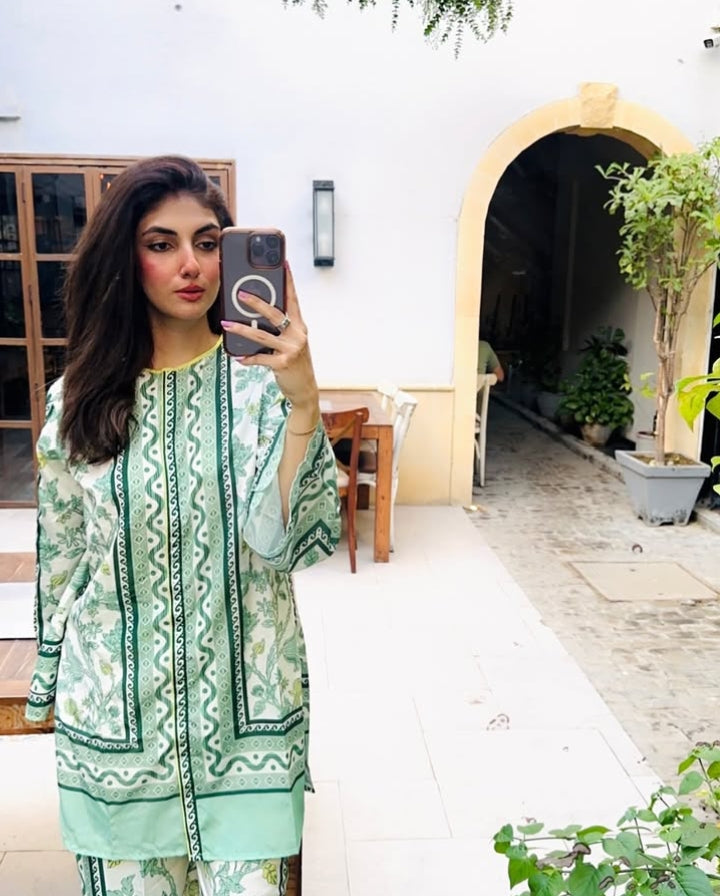 Botanical Grace Printed Lawn Suit – 2 Piece Stitched Set