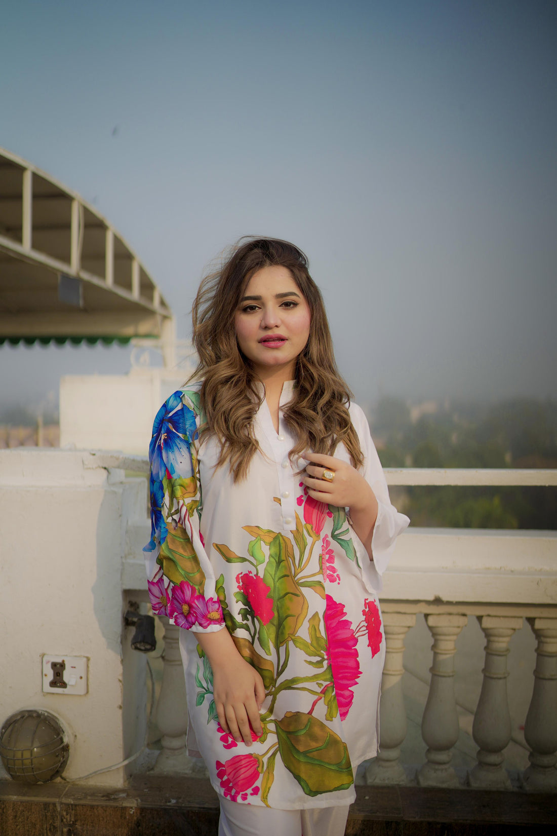 Floral Bloom Digital Printed Kurti – Stitched 2 Piece