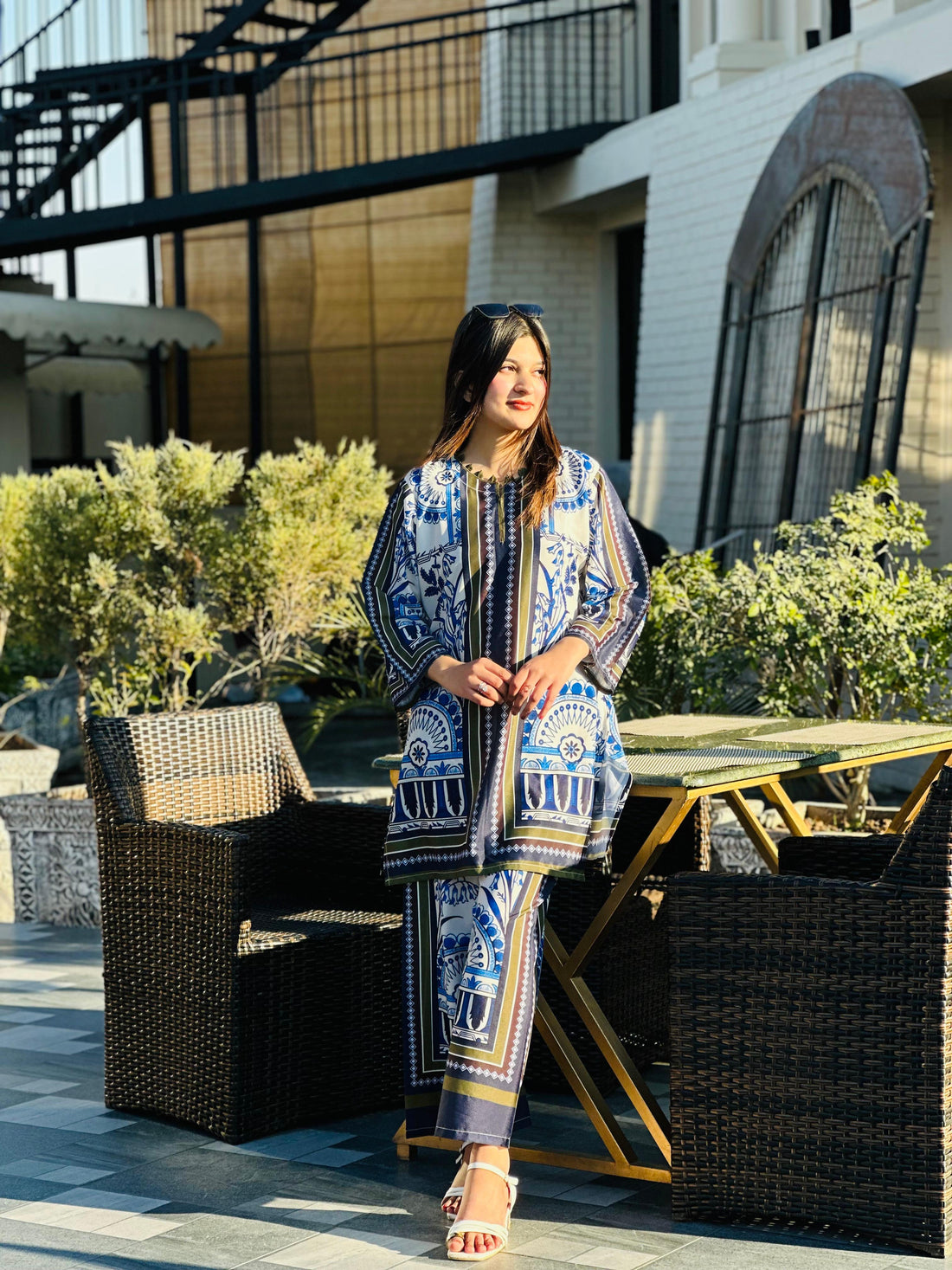 Royal Azure Digital Printed Lawn Suit – 2 Piece Stitched